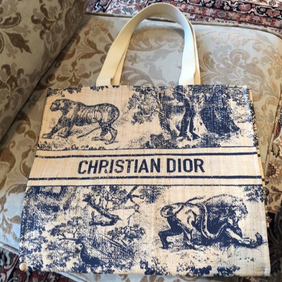 Dior Handbags - Christian Dior Dioriviera ToTe Straw Shopper Beach Bag